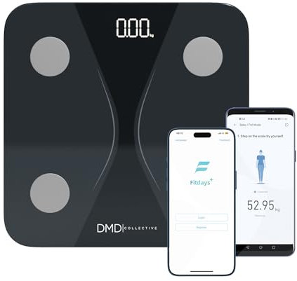 DMD Collective - Bluetooth Body Fat Scales, Smart Digital Bathroom Weight Weighing Scales for Body Composition Analyzer with Smart APP, Body Composition Fitbit Scales for Fitness (ST/LB/KG)