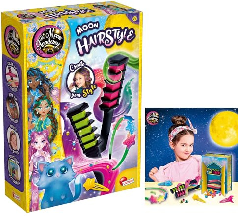 Lisciani - MOON ACADEMY - Moon Hairstyle - Juego de peluquería para niños 7+ - Kit de peluquería creativa con accesorios para el cabello - Idea regalo cumpleaños - De 7 a 12 años