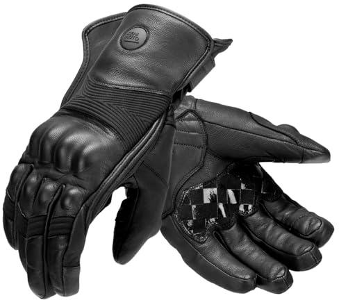 KEMIMOTO Motorrad Handschuhe Winter Lammleder Wasserdicht Winddicht Touchscreen Lederhandschuhe für Herbst und Winter, Outdoor, Motorrad, Fahrrad, Herren und Damen, Schwarz