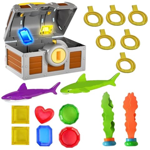 Cofanetto per immersioni subacquee – Cofanetto da gioco con pezzi colorati, giocattolo per allenamento di nuoto per ragazzi e ragazze | Grande scatola di immersione per avventura in piscina, j