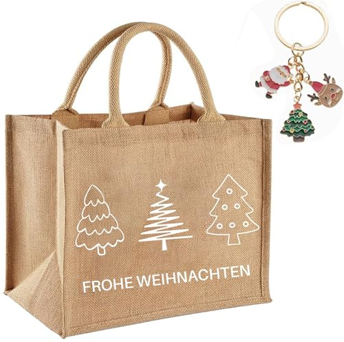 Weihnachten Jutetasche und Schlüsselanhänger Weihnachten Geschenk Tasche