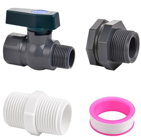 SPEEDWOX 3/4 tum PVC regntunna avledarsats 3/4 tum regntunnventil PVC trädgårdsslang avstängningsventil med bulkhead montering för vattentankar, akvarier, badkar, pooler, trädgårdstunnor