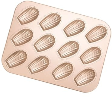 Asukohu Molde para hornear con 6/12 cavidades antiadherentes de acero al carbono, molde de conchas, bandeja de Madeleine Sartén, distribución uniforme del calor, utensilios de cocina, accesorios para