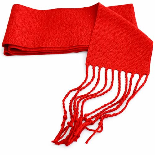 Genérico Fajines con Flecos para Traje Regional para Adulto y Niños, 50% Algodón 50% Acrílico, Fajas Fiestas, Peñas, Trajes Festivos, Disfraces, Carnaval (Rojo, 12 x 140 cm (Niños 0-7 Años))
