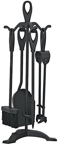 Simpa Clarendon 22 (56cm) 5PC Companion Set Traditional Fireplace Wood Burner Coal Stove Accessories Set - Cast Iron, Black