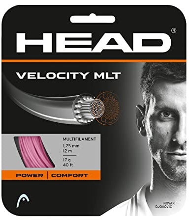 HEAD Velocity MLT Set Corde de Tennis Mixte Adulte, Rose Bonbon, 1.35 mm / 15L g