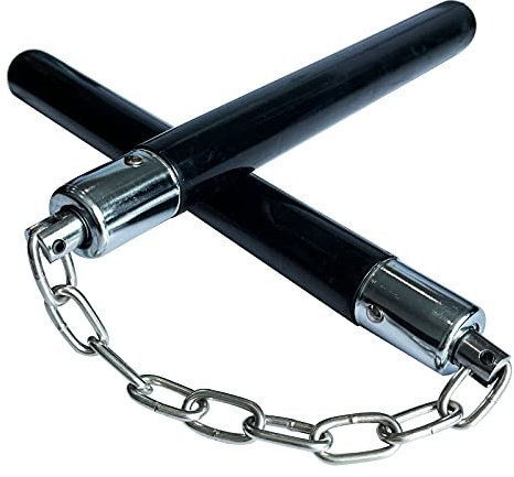 Safe Solid Rubber Nunchucks Nunchakus with Steel Chain and Bearing Ball System only for Adults and Professionals Perform, Practice, Exercise (1Pcs)