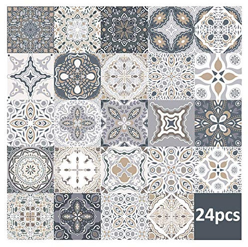 24pcs Stickers Carreaux Muraux - Stickers Carreaux Autocollant pour Cuisine Salon Salle De Bains Décor À La Maison Auto-Adhésif (15 * 15CM)