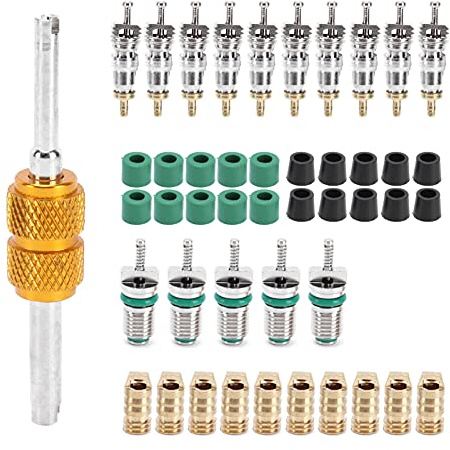 Herramienta de Instalación y Desmontaje de Núcleos de Válvula para Aire Acondicionado - Kit 46 Unidades Compatible R410 R22 R134A para Sistemas de Refrigeración