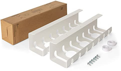 Scanfield Cache Cable, Set x 2 Range Cable, Organisateur Rangement Cable sous le Bureau, Goulotte Passe Cable, Boite Cache Cable, Maximise Circulation de l'Air, Facile à Installer, Cable Management PC