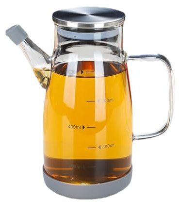 AMYSTY Oliva Olio Dispenser, caraffa di Vetro Oliva Olio/Aceto/Salsa Oliera Bottiglia di Olio con Drip-Free Bocca a Perfetta Tenuta con Manico Utensile da Cucina per la Casa(Size:1000ML)
