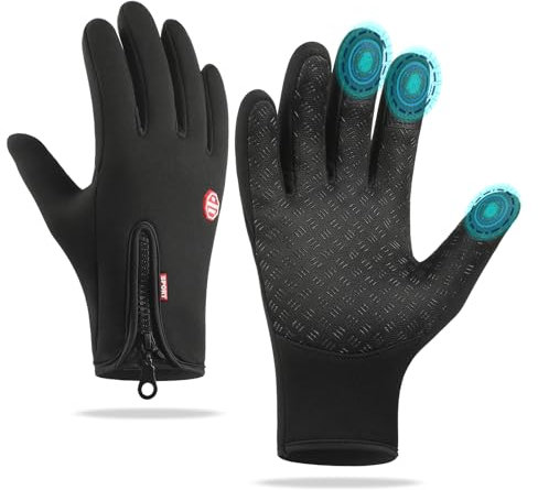TOPWAYS Winter Gloves for Men and Women, Touch Screen Anti-Slip Lightweight Gloves Liners -Slip Silicone Gel - Elastic Cuff - Thermal Soft for Cycling Biking Sporting Running Climbing (Black, XXL)