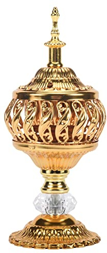 Agwuoetr BrûLeur D'Encens Encens Bakhoor Charbon de Bois BrûLeur D'Encens en MéTal Arabe Encensoir DéCor de Bureau pour Bâtons D'Encens CôNes