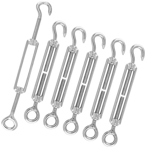 Spannschlösser Seilspanner 6 Stück, M6 Wirbel, Seilspanner, 304 Edelstahl Verstellbare Wirbelhaken OC, Spannhaken für Seil oder Wäscheleine Spannen (Silber)