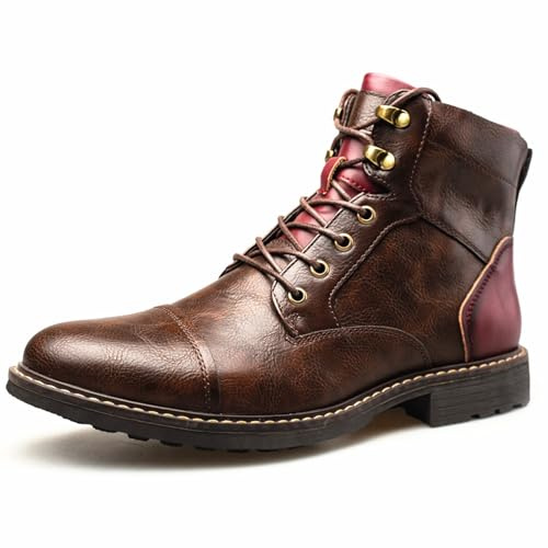 Marrón,39.5 EU, Botas de Motocicleta para Hombre Marrón Combate Casual Bota de Vestir para Hombre