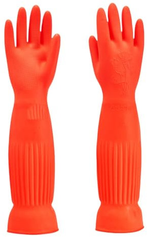 YONG-SHENG Cleaning Glove, Kitchen Dishwashing Glove, Heavy Duty Rubber Gloves, Waterproof Gloves, Non-slip and Corrosion-Resistant, Suitable for Housework Cleaning (Red, S)