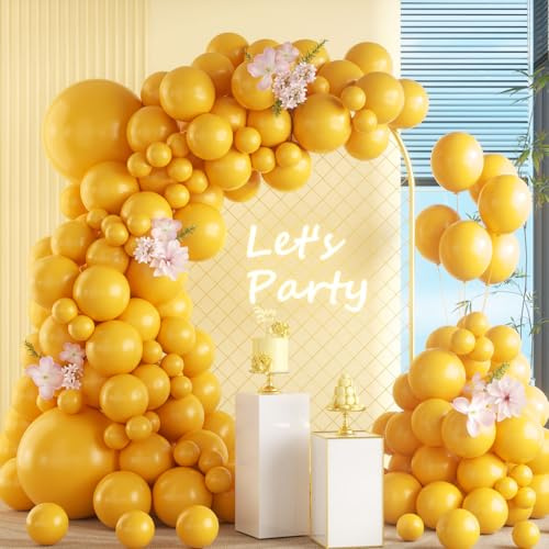 Palloncini Gelb retrò, 105 Pezzi 18 12 10 5 Pollici Kit Arco Palloncini Gelb retrò, Ghirlanda Palloncini per Compleanno Matrimonio Battesimo Bambino Laurea Baby Shower Festa Decorazioni