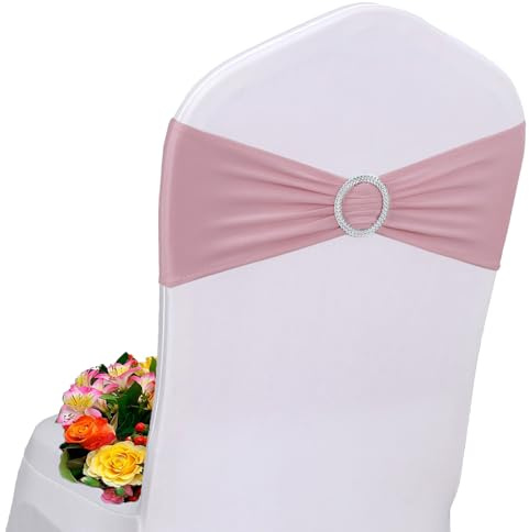 Airit Lovely Stuhlschärpen in Altrosa, 100 Stück, Spandex-Schärpen mit Schnallenschieber für Hochzeitsbankett, Party-Dekorationen