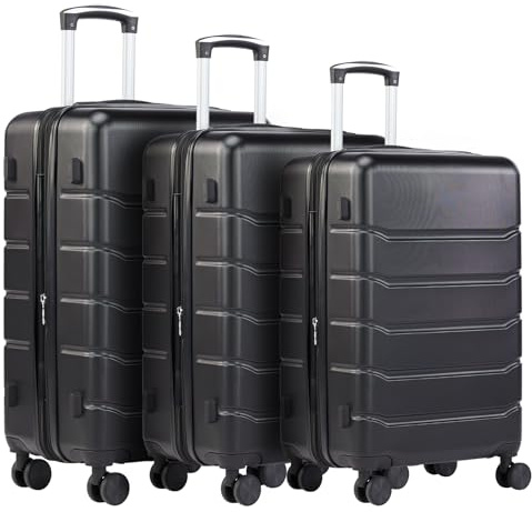 DUMOS 3tlg. Hartschalenkofferset Hard Shell Basic Hartschalenkoffer Trolley Koffer offerset Gepäck Reisekoffer Reisek Rollkoffer Schloss 4 Rollen Hartschale Teleskopgriff