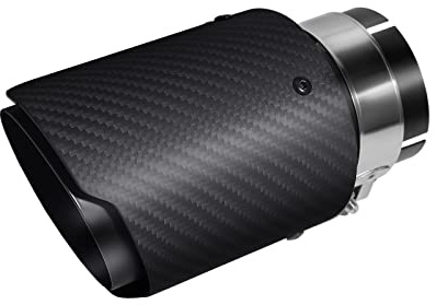 Krtopo 60MM(2.36) Terminale Scarico Auto Sportivo Tubo di Scarico Auto In Acciaio Inossidabile Fibra Di Carbonio Lucida Punta Posteriore Punta Posteriore 3.5 Uscita Ingresso (Matte All Black)