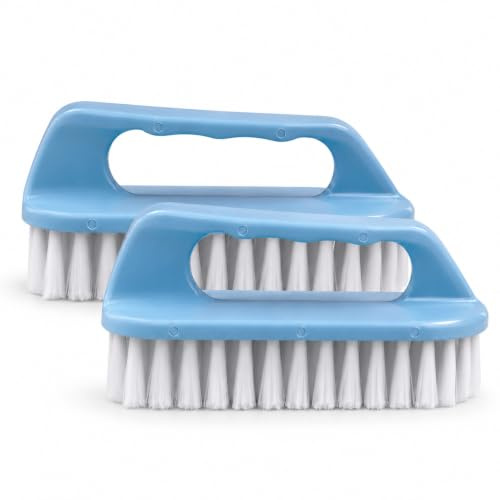 PARAHON 2 Pack Household All-Purpose Scrub Brush | Plastic Cleaning Brush with Microfiber Bristles for Bathroom, Kitchen, Tile, Grout, Laundry, Clothes, Shoes, Carpets & Surface Cleaning