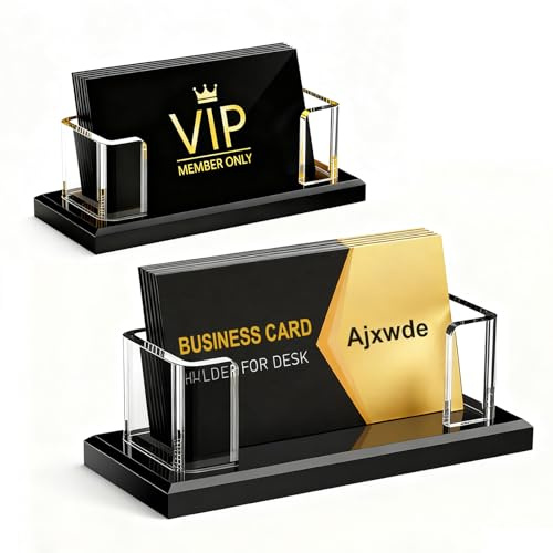 Ajxwde 2 pieza Soportes para Tarjetas de Vista, Transparente Organizador de Tarjetas de Plástico, Tarjetero de Acrílico Transparente, Para Hoteles, Oficina, Se Adapta a 60-80 Tarjetas de Visita