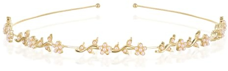 Ymapinc Gold Wedding Headbands for Women, Rhinestone Flower Bridal Crown Tiara for Bride Headpiece, Bling Headbands for Elegant Women Fancy Vbedazzled Hair Accessories