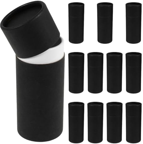 JUMPLAWN 12pcs 30ml Black Kraft Paper Cardboard Cylinder Tubes with Lid Essential Oil Bottle Packaging Boxes Mailing Tubes for Shipping and Storage