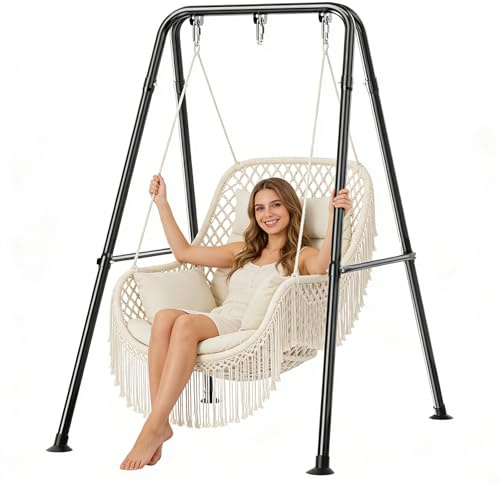 Support Pliable pour hamac, Chaise hamac Portable 117 x 150 x 181 cm, Cadre pour hamac Pliable pour Une Utilisation intérieure ou extérieure, Charge maximale 150 kg