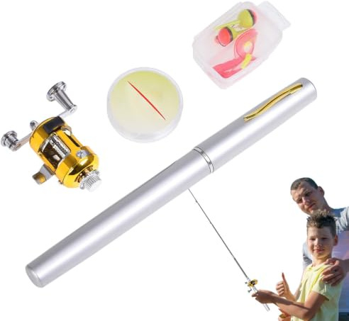 Pocket Pen fiskespö,Pen fiskespö Small Pocket Rod | Fiskepenna Liten stolpe för vandrare Vänner Familj Födelsedagar Semester Särskilda tillfällen Vandrare Vän Familj Födelsedag