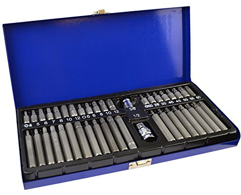 AB Tools 3/8 and 1/2 Drive Hex Allen Torx Star Spline Bit Sockets Shallow Deep 42pc