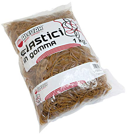 Alevar Elastici in Gomma Para 100%, Diametro 120 mm, Spessore 1,5 mm, Colore Naturale, Confezione in Busta da 1 kg