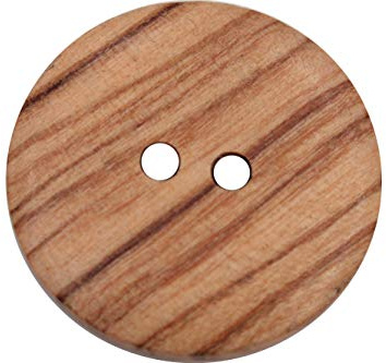 6 stycken, vackra träknappar, 2 hål, tillverkade av europeisk tillverkning, med synlig ådring, lätt välvd, träknappar naturknappar (27 mm)
