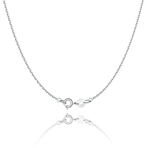 Jewlpire 925 Sterling Silver Chain Necklace Chain for Women 1.1mm Cable Chain Necklace Upgraded Spring-Ring Clasp - Thin & Sturdy Women's Chains Necklaces 24 Inch