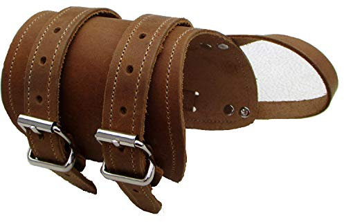 Leder-Handgelenk-Corsage für Umfang 20-25 cm/LINKS Lederfarbe helllbraun Lederarmband mit Daumenschlaufe Lederbandage verstellbar