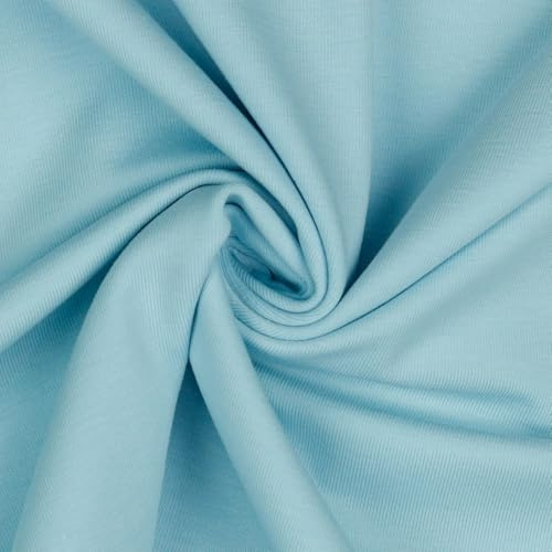 Jerseystoff Uni Meterware Tex Standard 100 zertifiziert 69 Farben zur Auswahl Uni + Meliert (016 I Hellblau, 100 x 150cm)