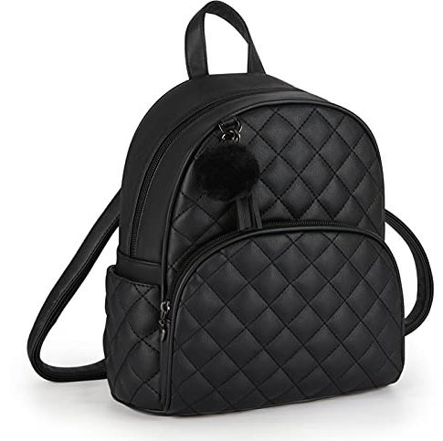 ECOSUSI Rucksack Damen Klein Soft Pu Leder Rucksäcke Kleine schulrucksack Schultaschen mit Quaste und Plüschball