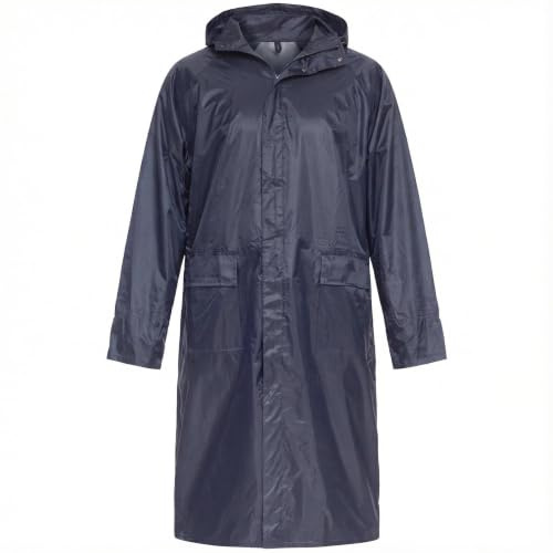 BWOLF POSEIDON Impermeabile Uomo Lungo Poncho Antipioggia Riutilizzabile Outdoor con Cappuccio, Blu, XL