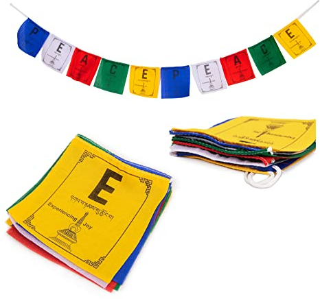 Tibetische Gebetsfahnen – handgefertigt in Nepal Wind Pferd Flagge Affirmation 5 Rollen