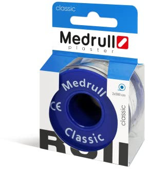 Medrull Fixierpflaster Classic 5 m x 2 cm Tapeband von Wundverbänden, Heftpflaster Weiß Rolle im Karton