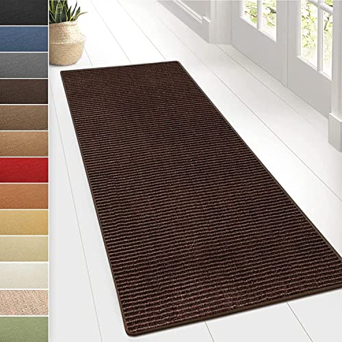 KARAT Sisal Teppich - Teppichläufer 80 cm breit - Naturfaser Läufer - Teppich für Wohnzimmer, Flur, Schlafzimmer - Sisalteppich Sylt (80 x 250 cm, Dunkelbraun)