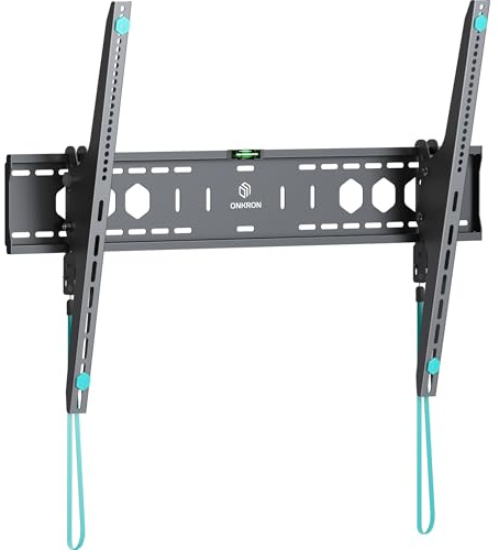 ONKRON Supporto TV parete Inclinabile 60 - 110, Carico 120 kg, Gancio TV muro VESA 200x200 – 900x600 mm, Braccio televisore in Acciaio, Porta televisione da muro, Montaggio Semplice, Nero, UT12-B