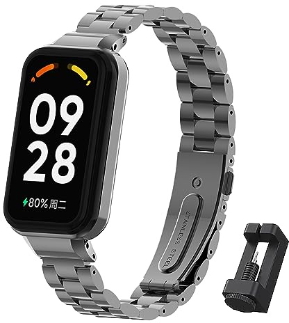Xisair Metallic-armband för Xiaomi Redmi Smart Band 2, ersättningsband i rostfritt stål, kompatibelt med Redmi Band 2, armband, klocktillbehör Redmi Smart Band 2-armband, für Redmi Smart Band 2,
