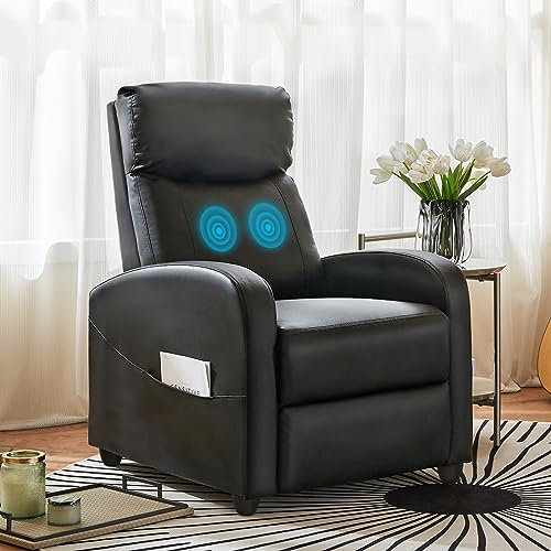 DUMOS Massagesessel, Relaxsessel mit Liegefunktion, Elektrisch Fernsehsessel, Gepolstert Massage Sessel, Hochwertiges PU-Leder Recliner Chair, Geeignet für Schlafzimmer, Wohnzimmer, Studie (Schwarz)