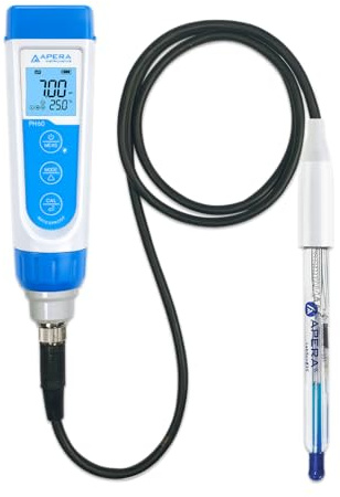 Apera Instruments PH60-HF Handheld pH Meter Tester Kit with LabSen 835 ATC pH Electrode for Lab-Grade pH Measurement in Liquids Containing Strong Acid or Hydrofluoric Acid