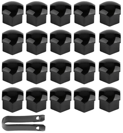 20PCS Lug Nut Covers, 17mm Hexagonal Nut Covers with Removal Tool, Car Wheel Nut Caps, Wheel Center Bolt Caps, Universal for Most Car Lug Nut Caps, Automotive Exterior Accessories (Black)
