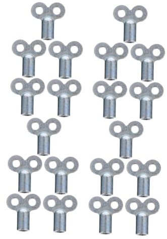 NIYANGLE 1 Juego Llave De La Válvula De Purga Llave De Plomería Del Radiador Llave De Calentador De Enchufe Cuadrado Llave De Purga Del Grifo De Agua Aleación De Zinc Silver 20 Piezas