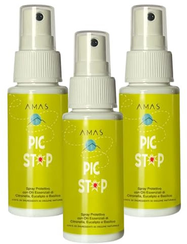 AMAS SPRAY PROTECTEUR ANTI - MOUSTIQUES - 100% NATUREL -Aux huiles essentielles de citronnelle, d'eucalyptus et de basilic - Idéal pour les enfants - fait à la main en Italie (3x 50 ml)
