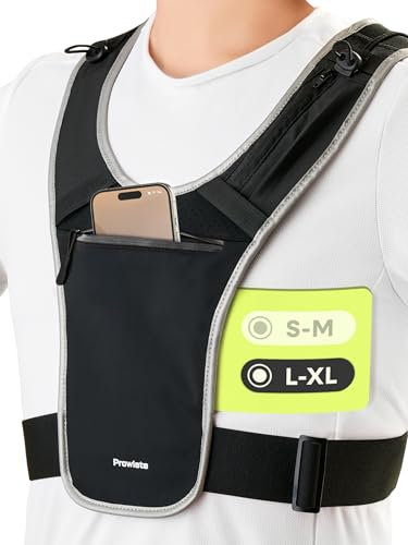 Prowiste Laufweste für Damen & Herren – wasserdichte Handytasche zum Joggen – Reflektierend & Verstellbar – Leicht & Sicher beim Laufen (L-XL)