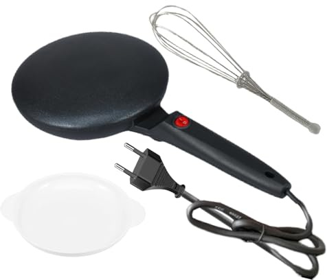 Pancake Maker,Parrilla Eléctrica 600W | 20 cm con Bol Y Batidor De Huevos Sarten Antiadherente Control Automático Temperatura Constante Para Hogar Acampada Pícnic Restaurante
